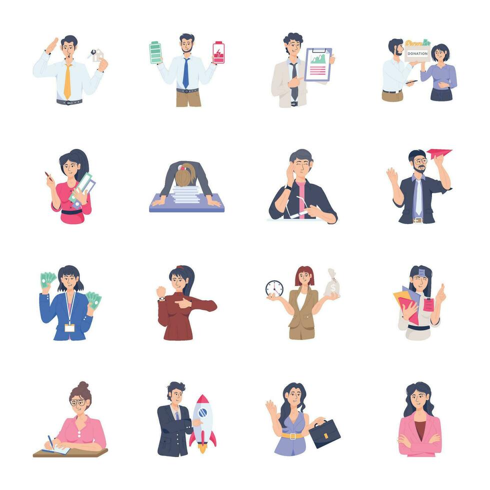 Set of Workers Flat Illustrations vector