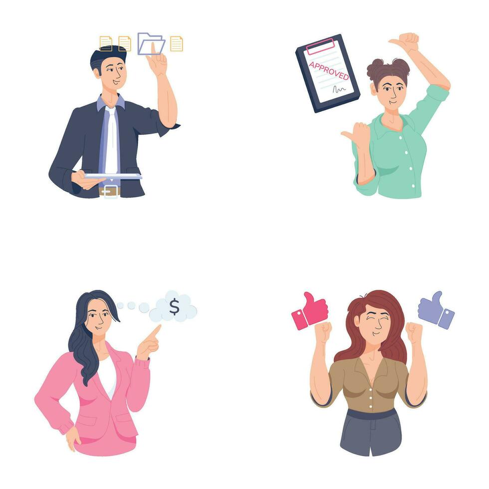 Collection of Corporate People Flat Illustrations vector