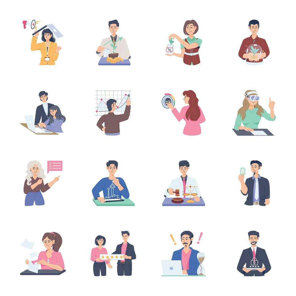 Set of Business Activities Flat Illustrations vector