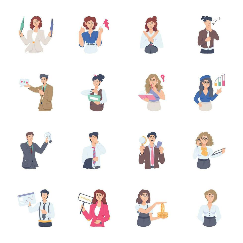 Collection of Business People Flat Illustrations vector