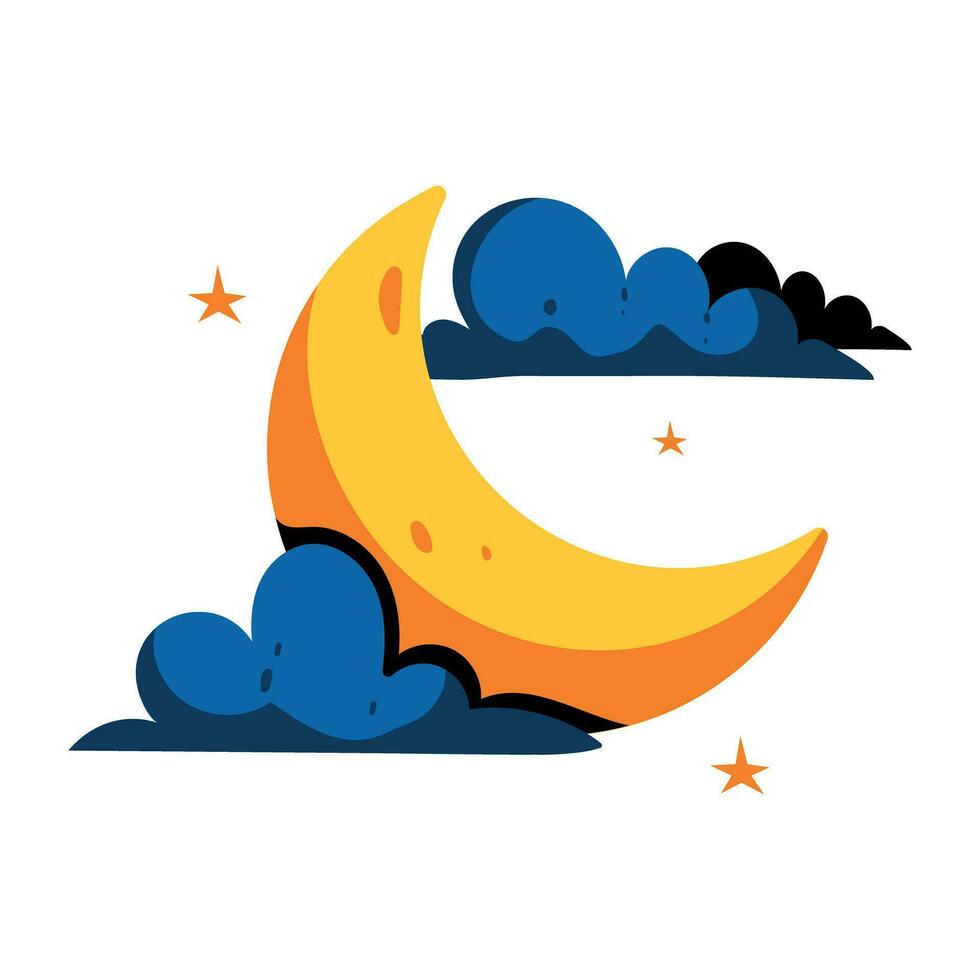 Trendy Cloudy Moon vector
