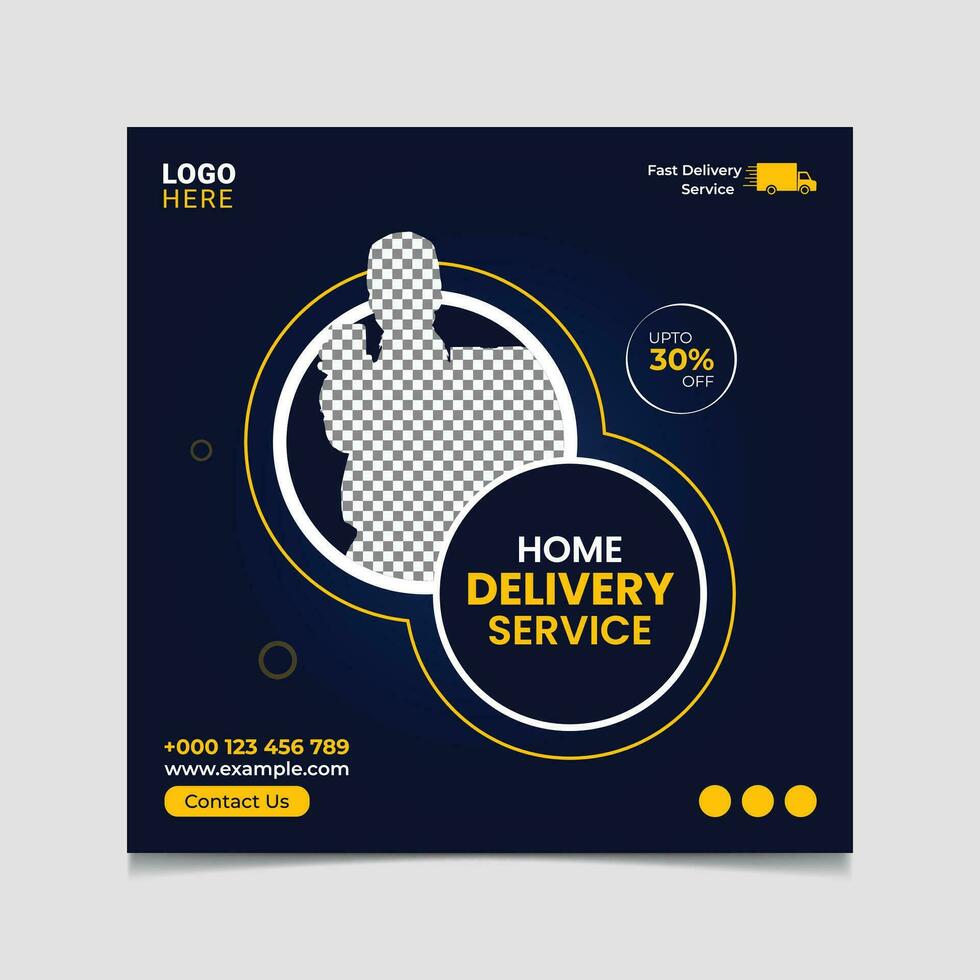 Home delivery service and fast delivery social media post vector template.