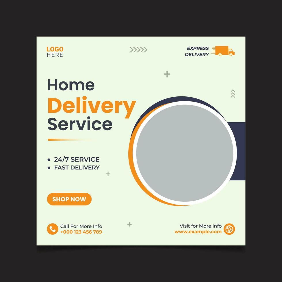 Home delivery service and express delivery Social media post vector template.