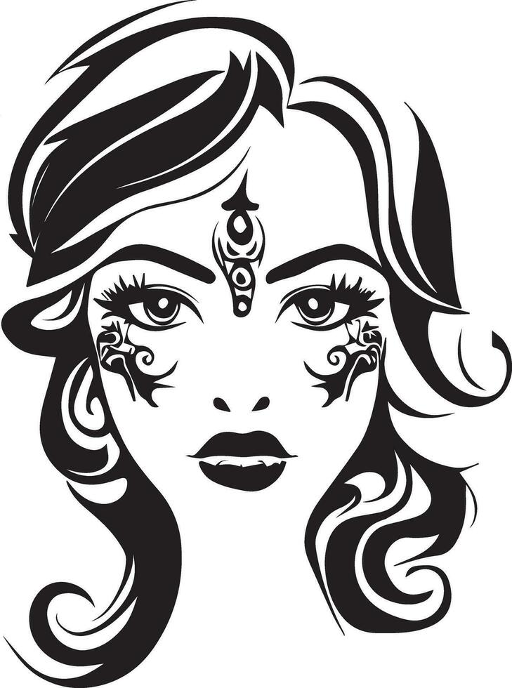 Beautiful women face tattoo design vector illustration, women face tattoo