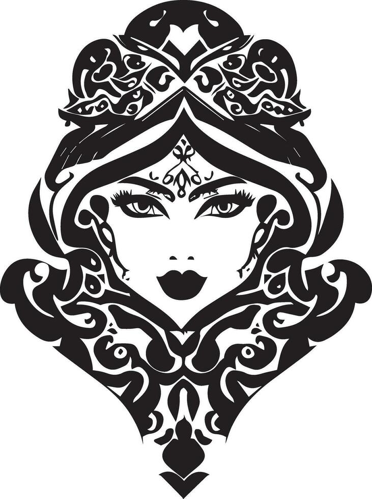 Beautiful women face tattoo design vector illustration