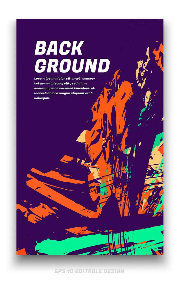 Abstract grunge background cover design with brush strokes concept. Design element for posters, magazines, book covers, brochure template, flyer, presentation. vector