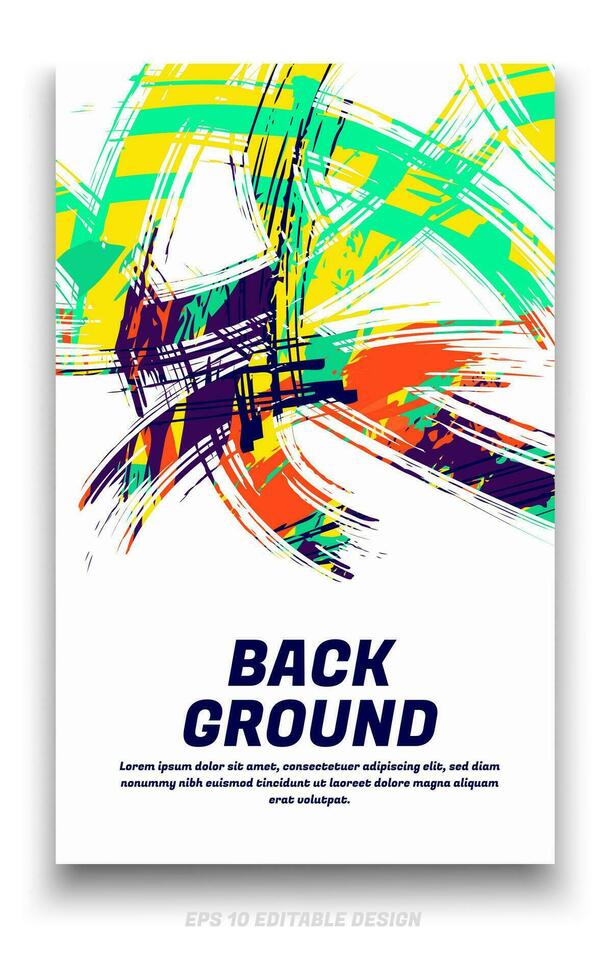 Abstract grunge background cover design with brush strokes concept. Design element for posters, magazines, book covers, brochure template, flyer, presentation. vector