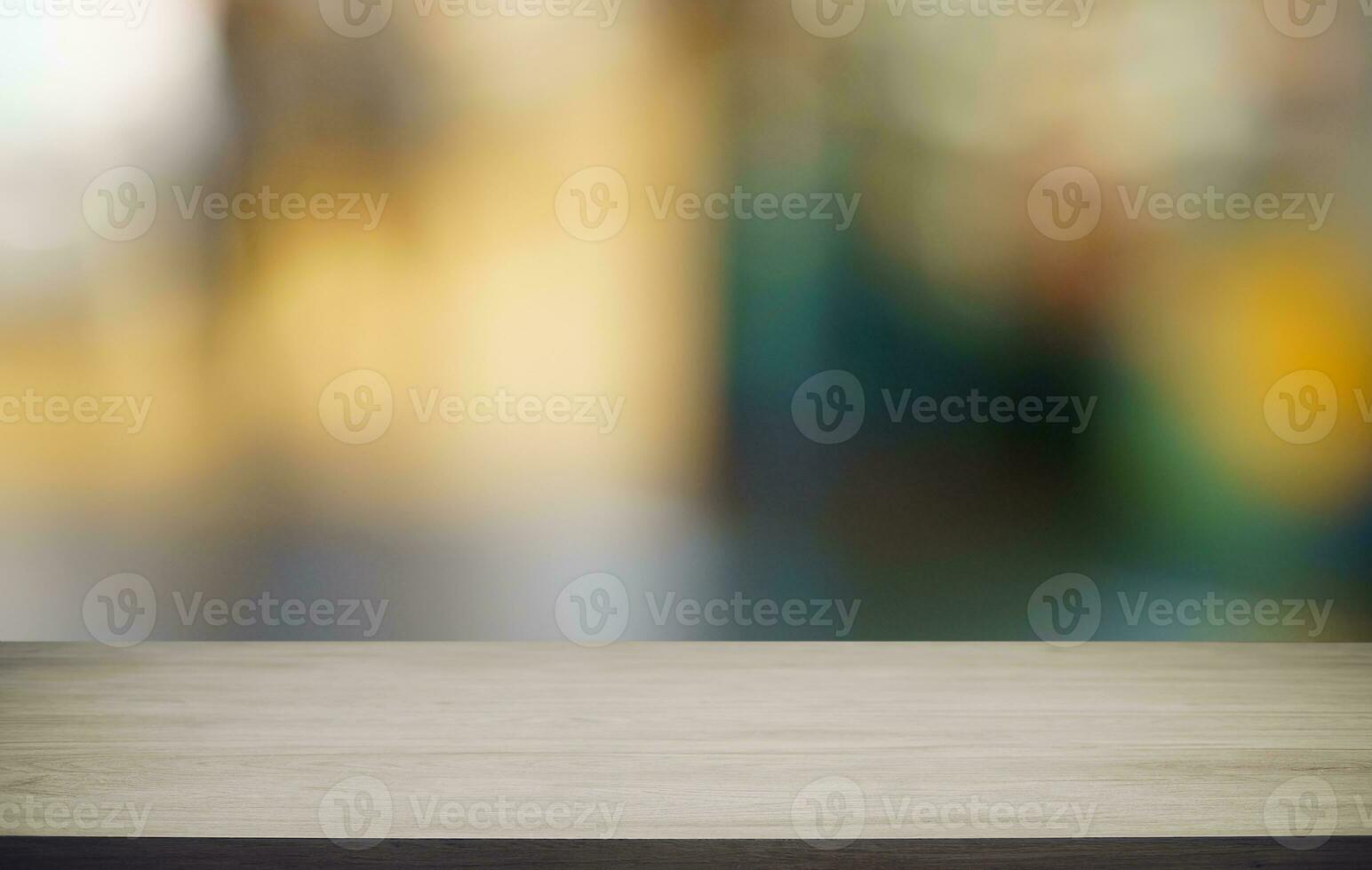 Empty wood table top and blur of out door garden background Empty wooden table space for text marketing promotion. blank wood table copy space for background photo