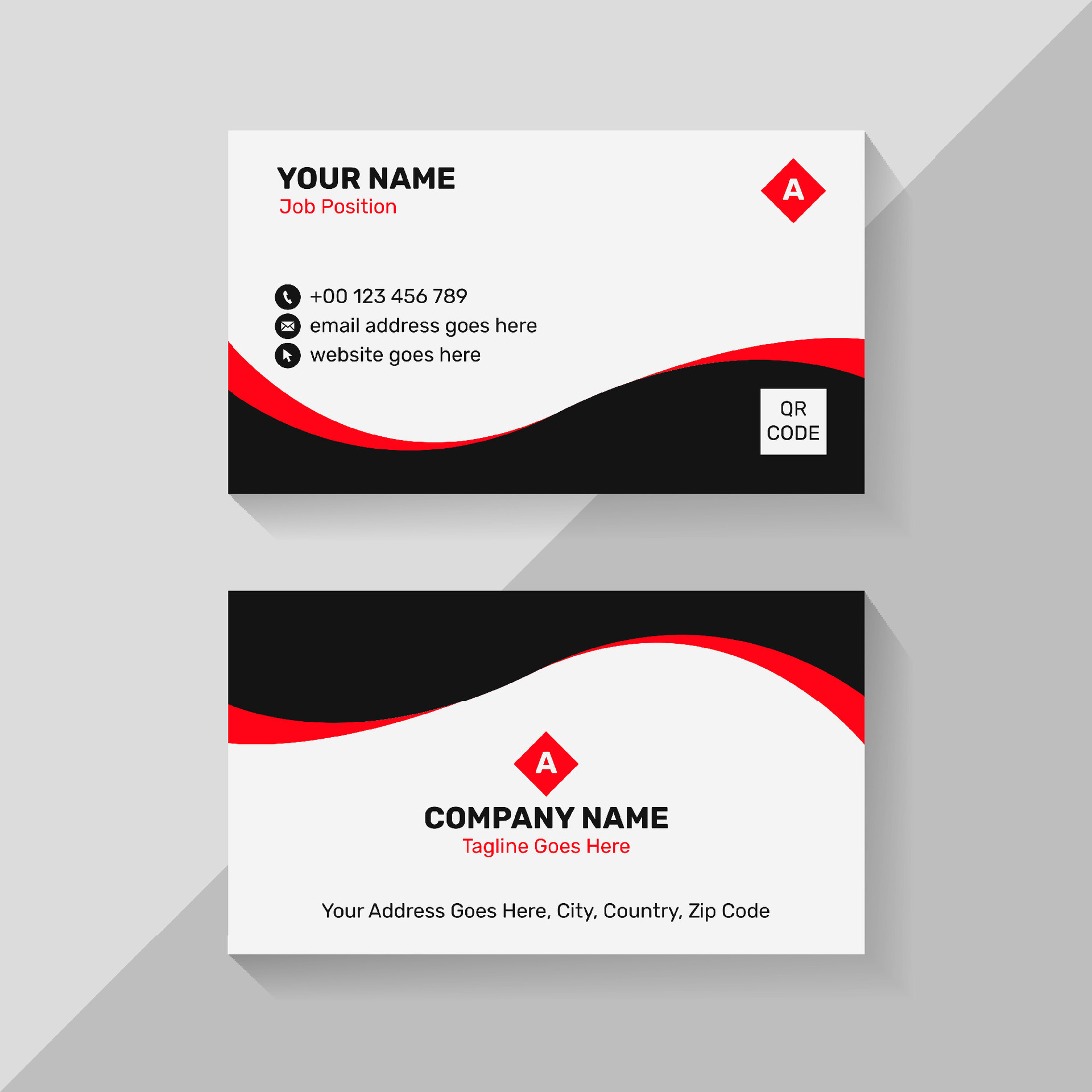 Red and White Creative Business Card Template Design with QR Code 26139948 Vector Art at Vecteezy