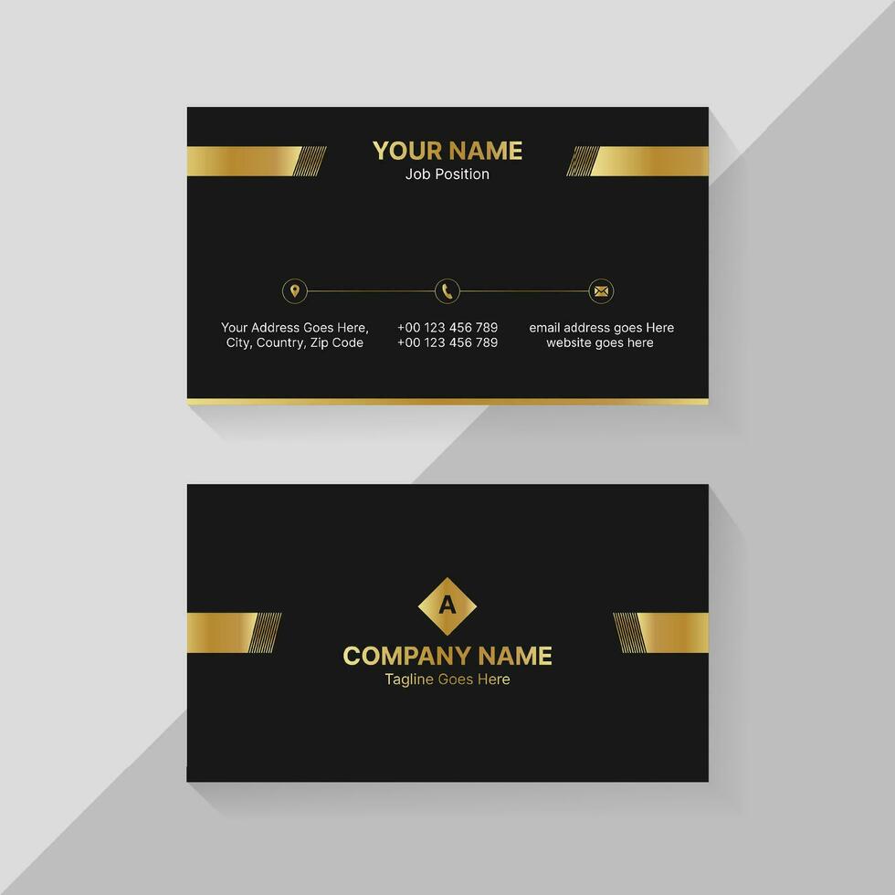 Golden Luxury Black Professional Business Card Template Design vector