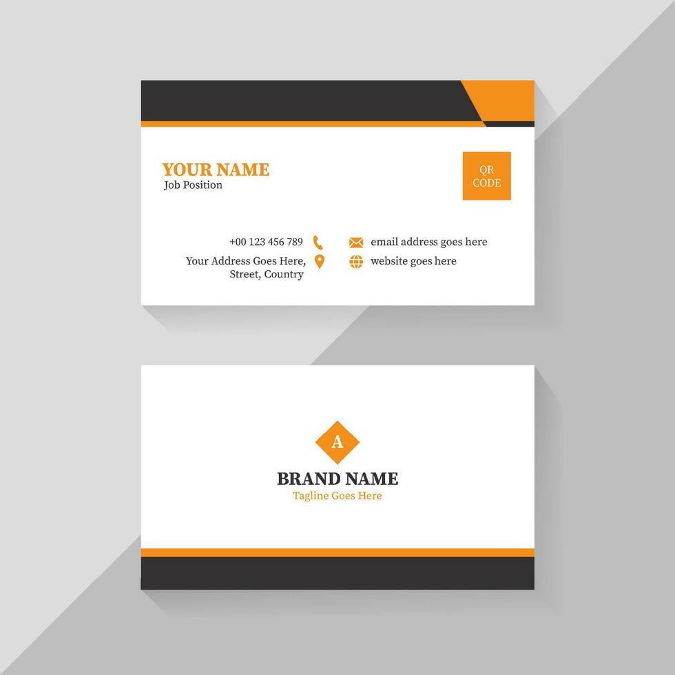 Black, White, and Yellow Unique Business Card Design Template vector