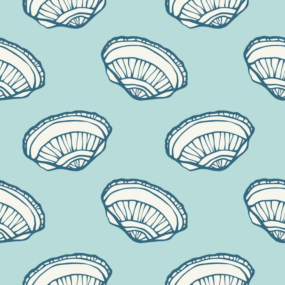 Hand drawn line seashells seamless pattern marine wallpapers background design vector