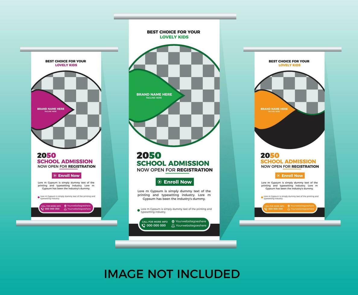 Modern New Trendy School Admission Rollup Banner Design template 2050. vector