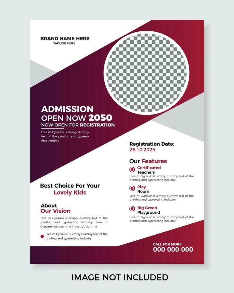 Modern Corporate Vector A4 Size School Admission FLyer Design template