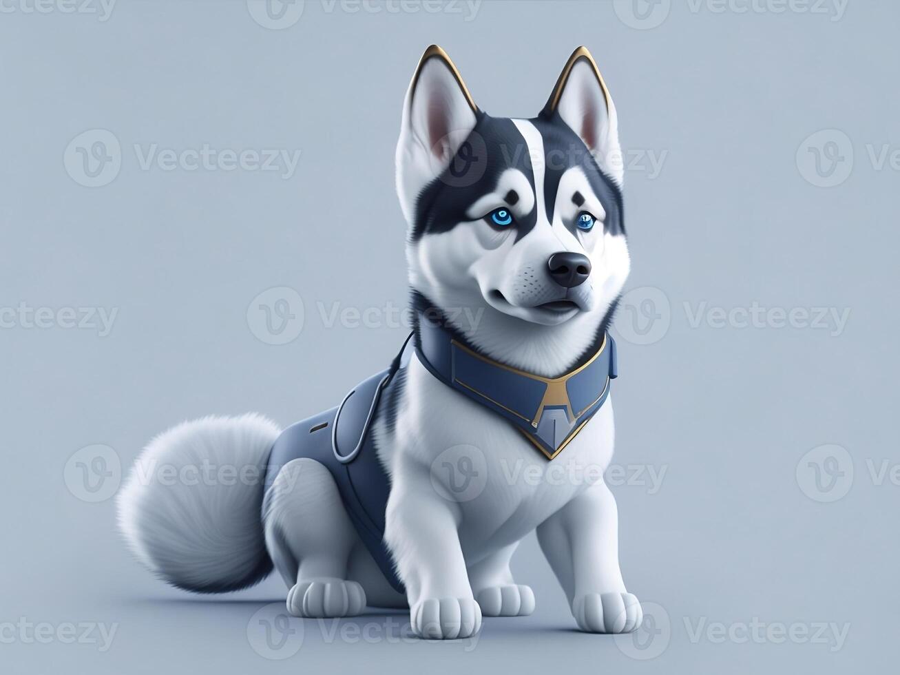 Cute Siberian Husky In White Background. Image. photo