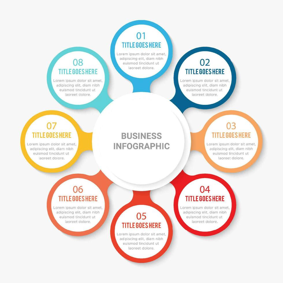 sencillo y limpiar presentación circular negocio infografía diseño modelo con 8 bar de opciones vector