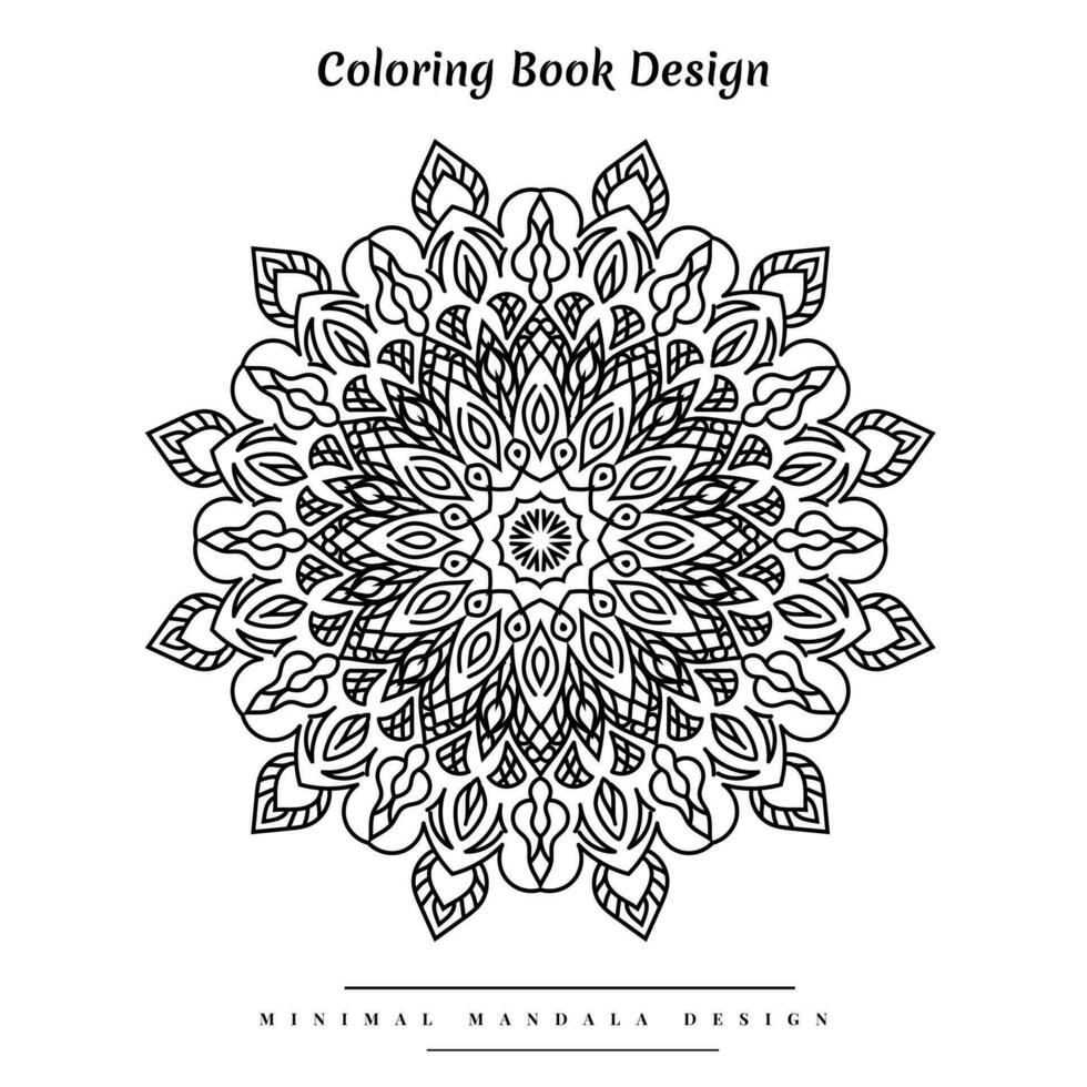 Minimal mandala coloring page with nature-inspired elements vector