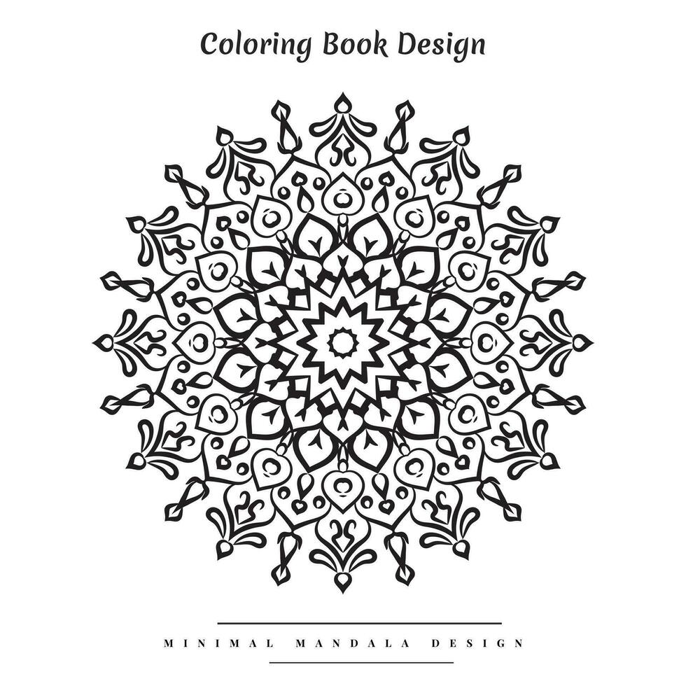 Minimal mandala coloring page with nature-inspired elements vector