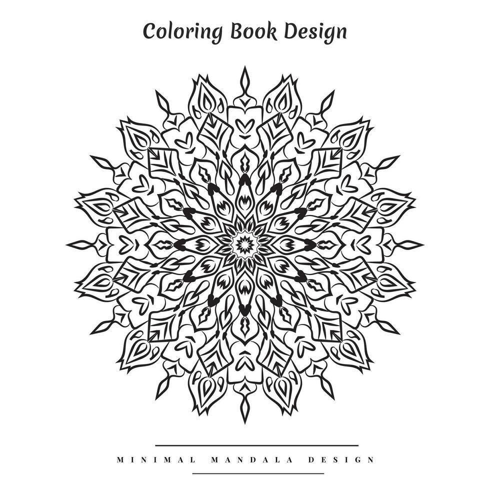 Minimal mandala coloring page with nature-inspired elements vector