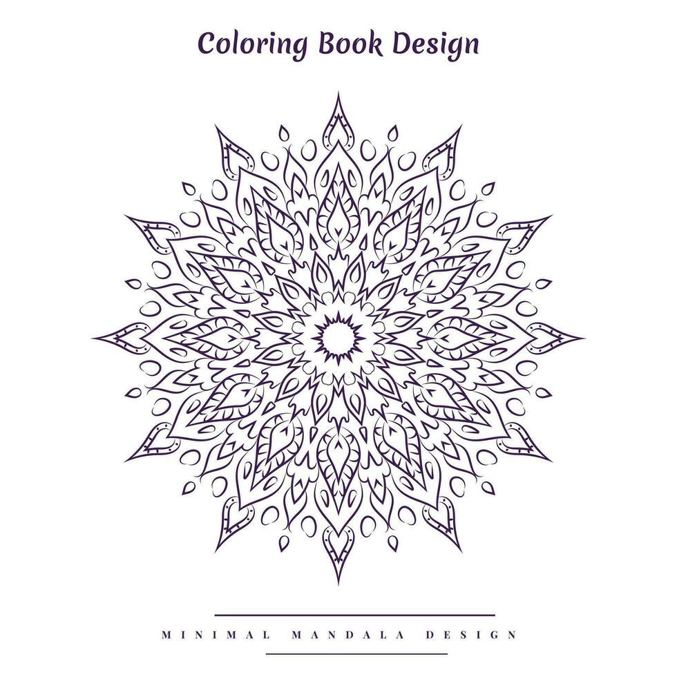 Minimal mandala coloring page with nature-inspired elements vector