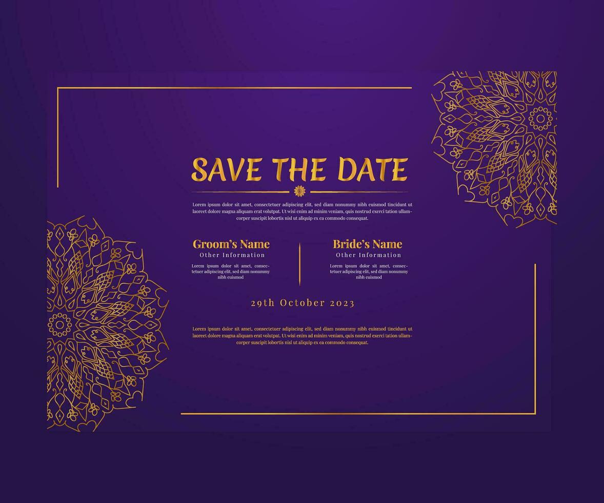 Print Creative and Beautiful Floral Mandala Wedding Invitation Luxury Card Collection vector