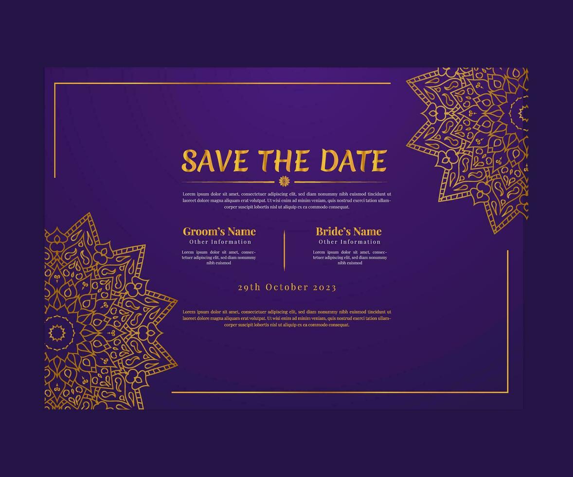 Print Creative and Beautiful Floral Mandala Wedding Invitation Luxury Card Collection vector