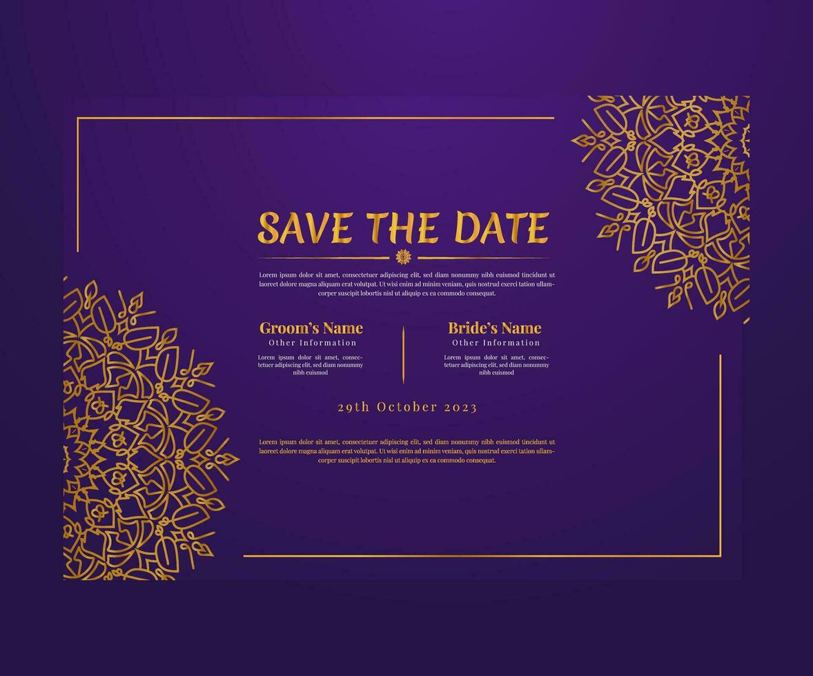 Print Creative and Beautiful Floral Mandala Wedding Invitation Luxury Card Collection vector