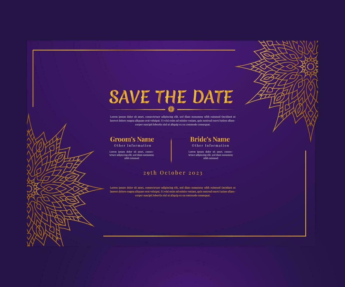 Print Creative and Beautiful Floral Mandala Wedding Invitation Luxury Card Collection vector