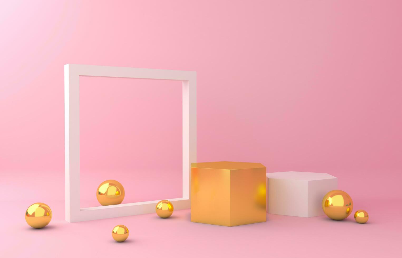 Empty product display for presentation with flower, cosmetic display, 3d rendering photo