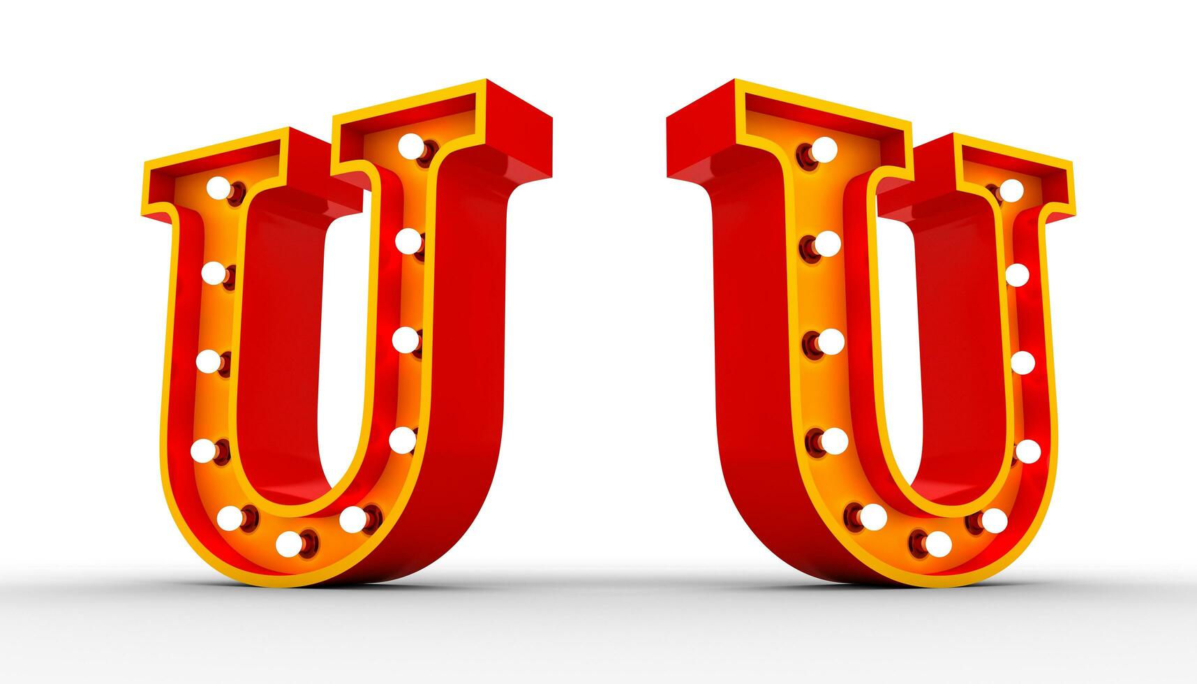 Red alphabet light bulb 3d rendering on white background photo