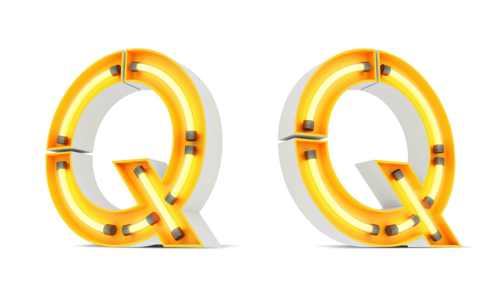 Neon Light alphabet, 3d rendering photo