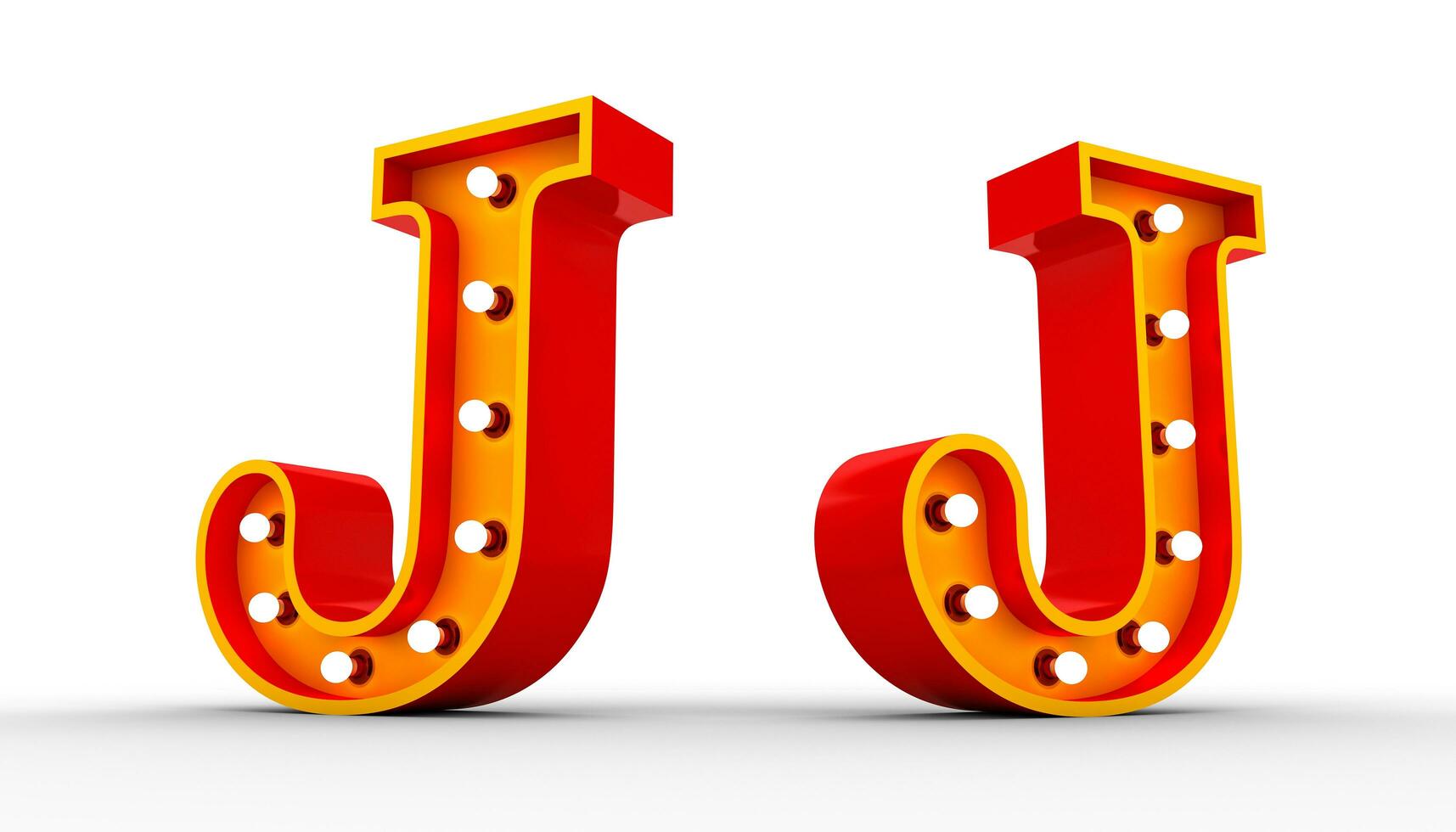 Red alphabet light bulb 3d rendering on white background photo