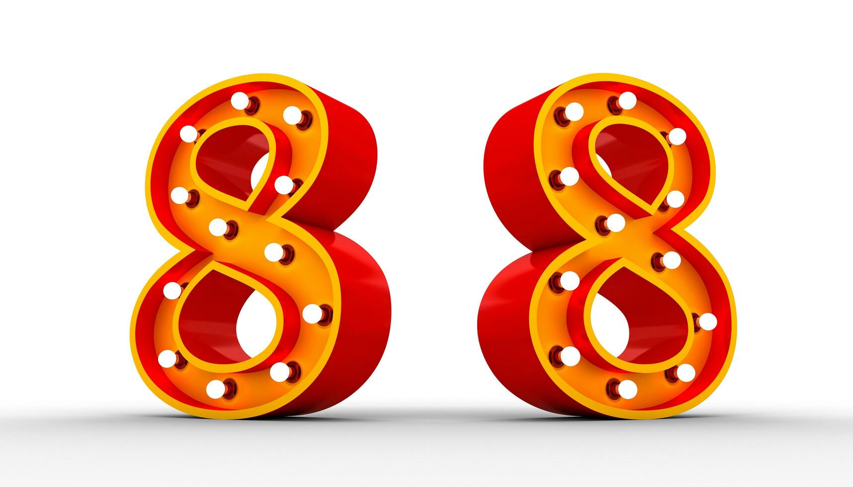 Red Number light bulb 3d rendering on white background photo