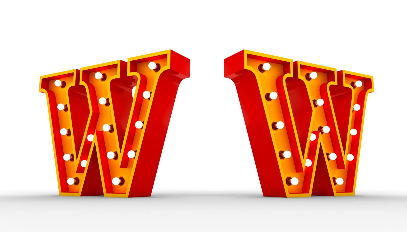 Red alphabet light bulb 3d rendering on white background photo