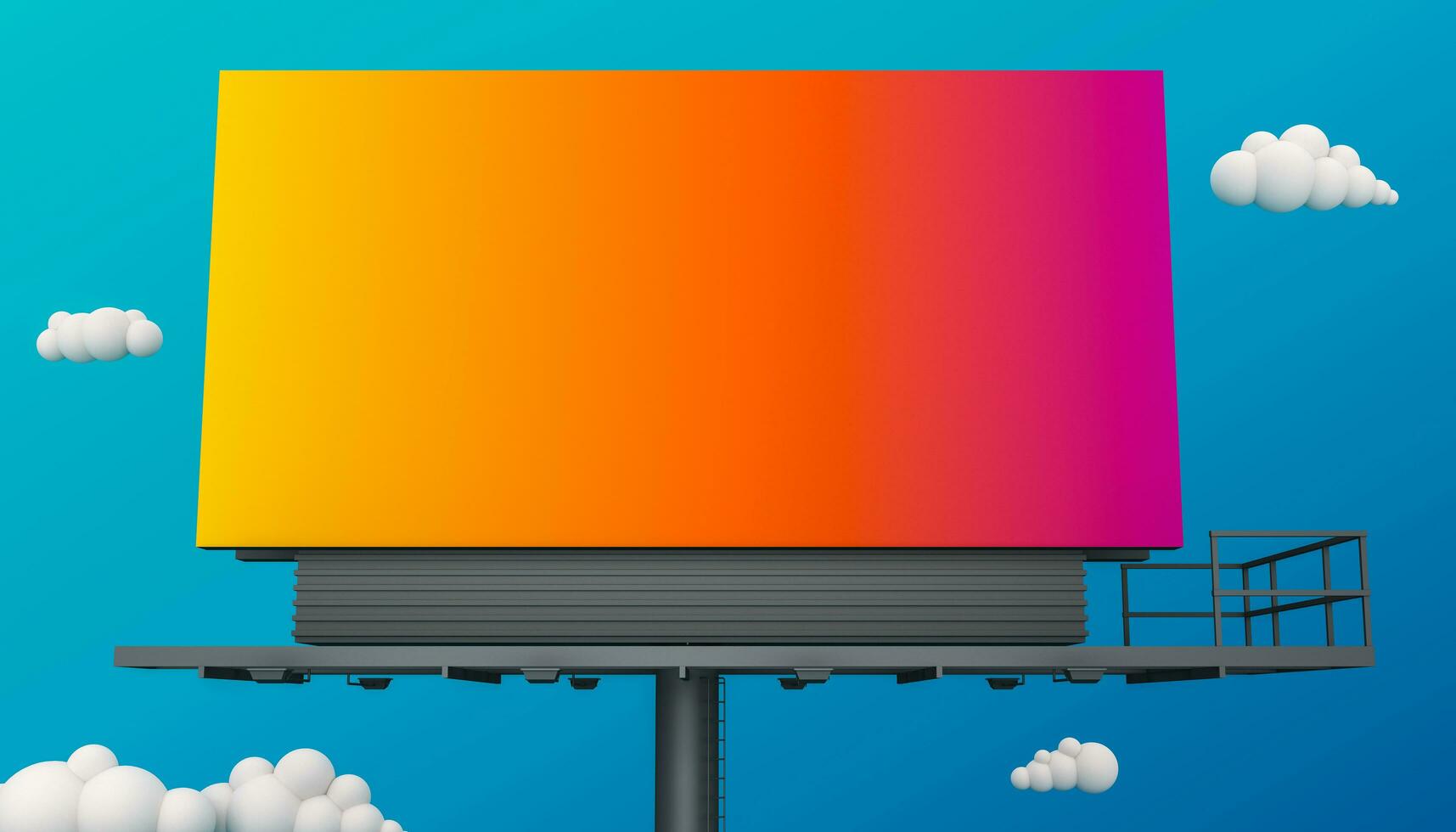 Blank billboard for outdoor advertising on colorful background. 3d rendering photo