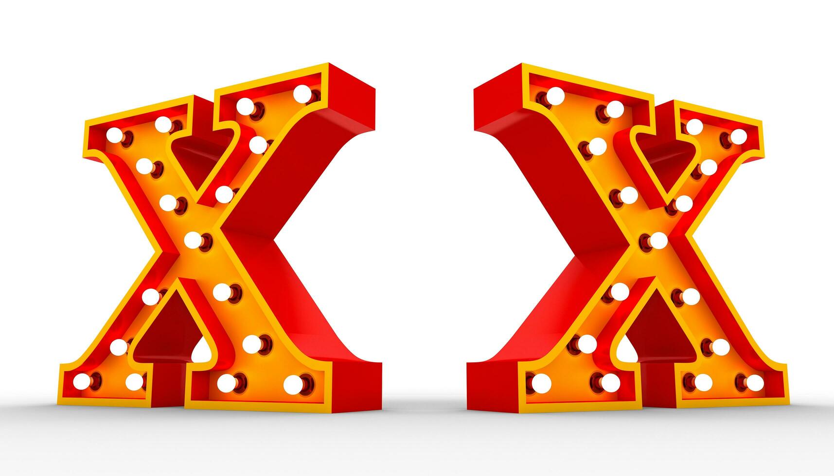 Red alphabet light bulb 3d rendering on white background photo