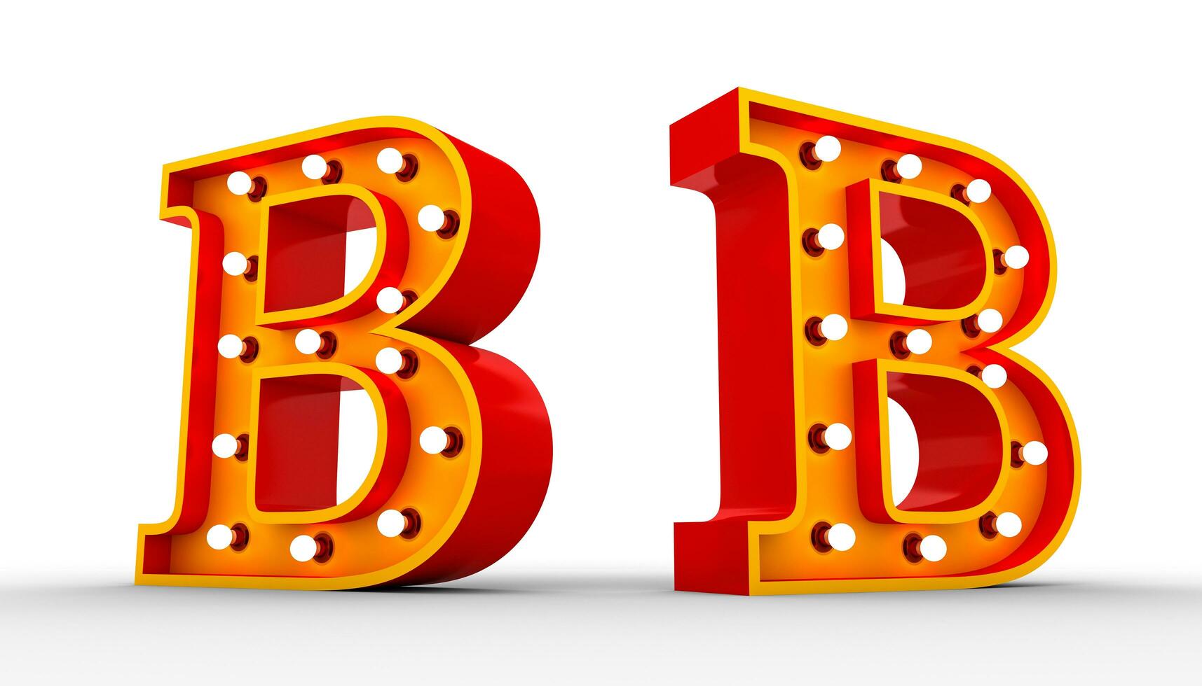 Red alphabet light bulb 3d rendering on white background photo
