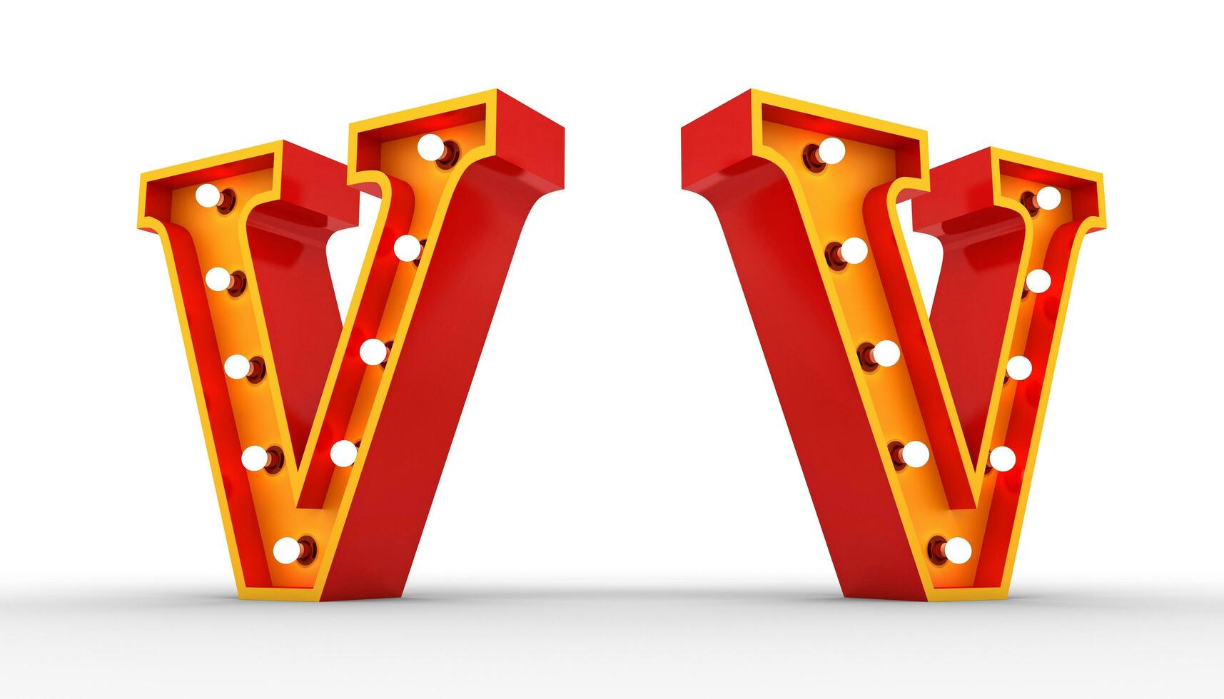 Red alphabet light bulb 3d rendering on white background photo