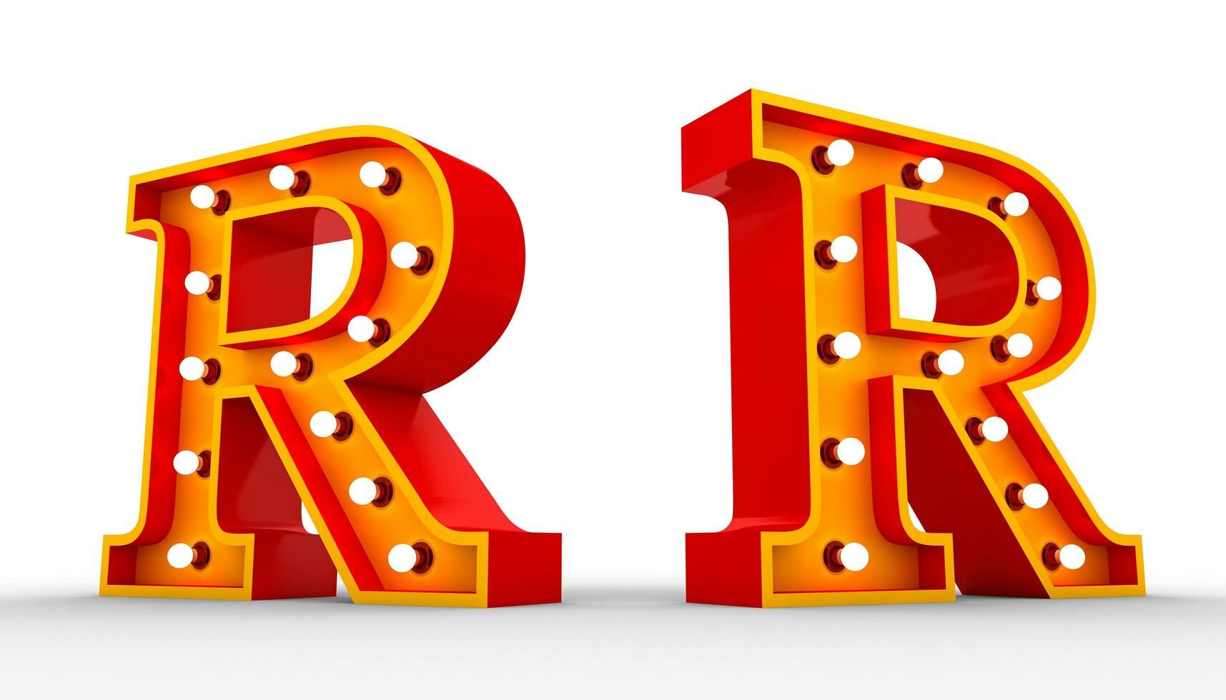 Red alphabet light bulb 3d rendering on white background photo