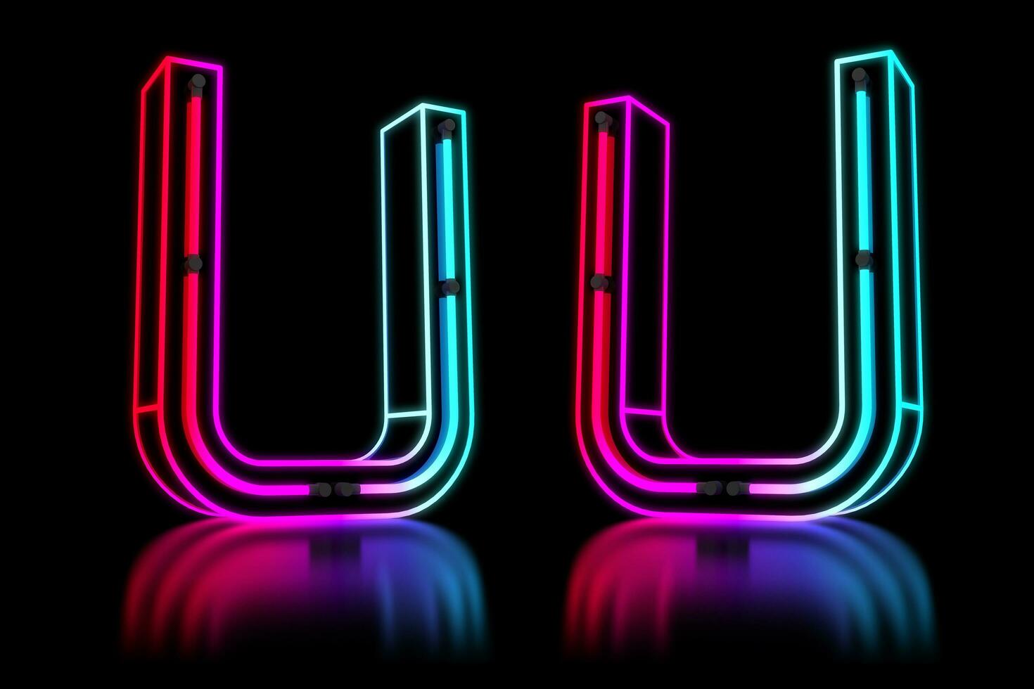 Glowing Colorful Neon Alphabet. 3d rendering illustration photo