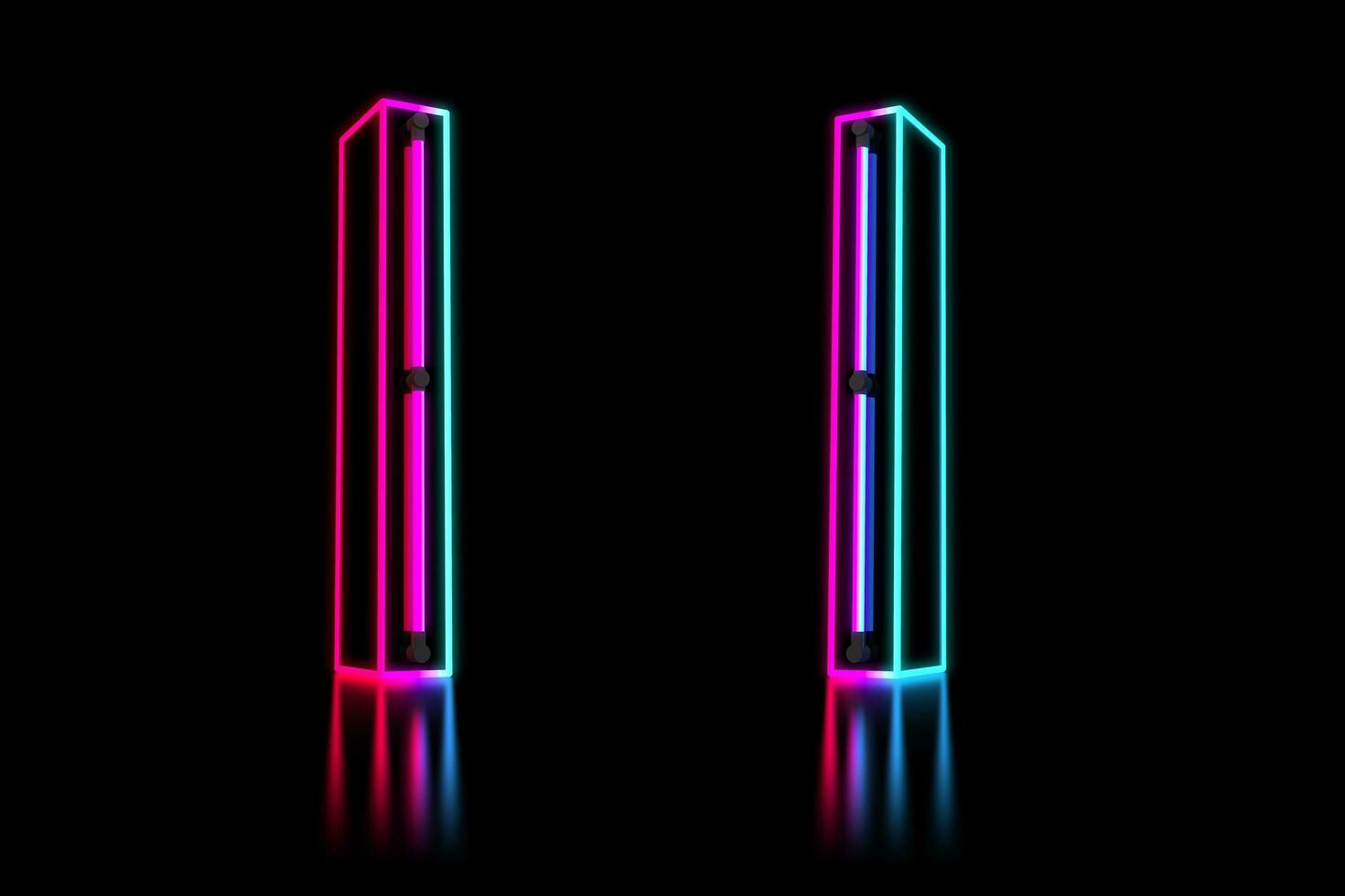 Glowing Colorful Neon Alphabet. 3d rendering illustration photo