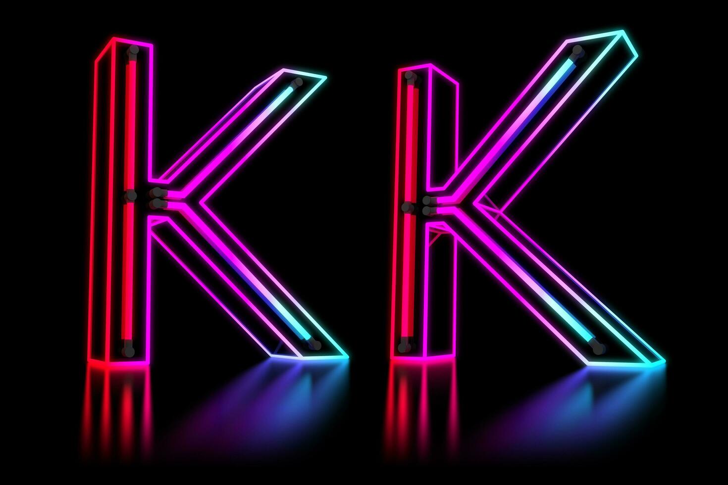 Glowing Colorful Neon Alphabet. 3d rendering illustration photo