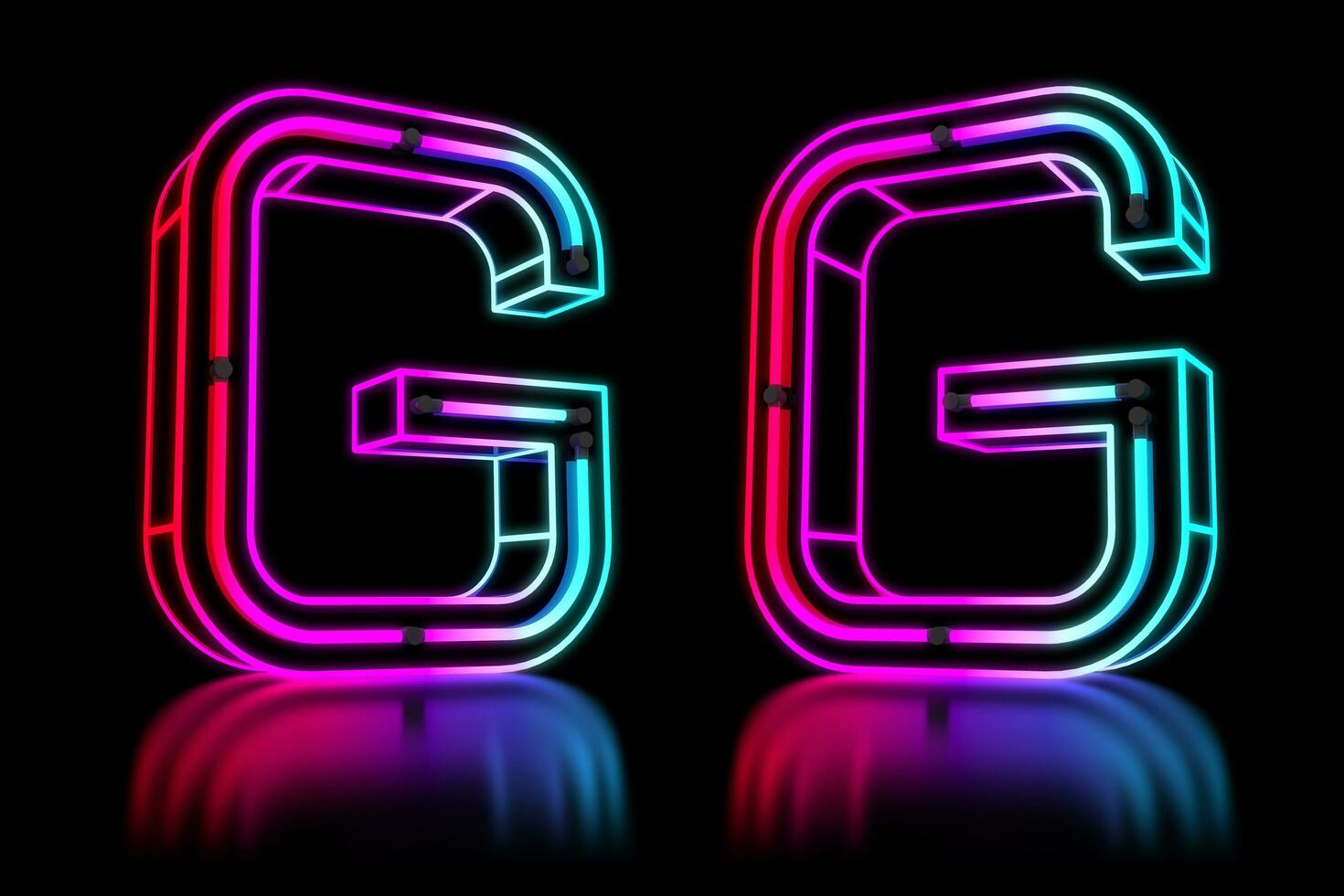 Glowing Colorful Neon Alphabet. 3d rendering illustration photo