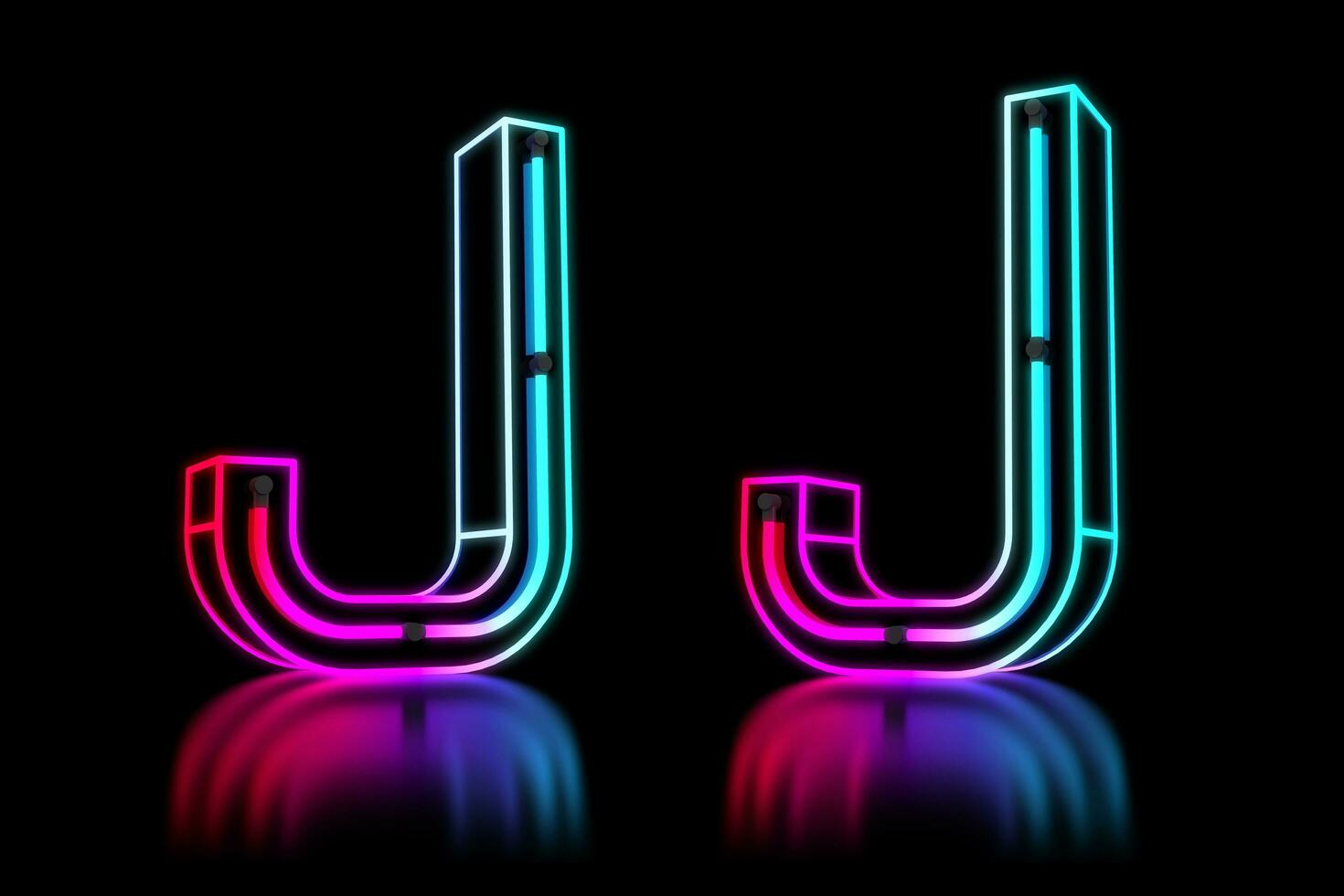 Glowing Colorful Neon Alphabet. 3d rendering illustration photo