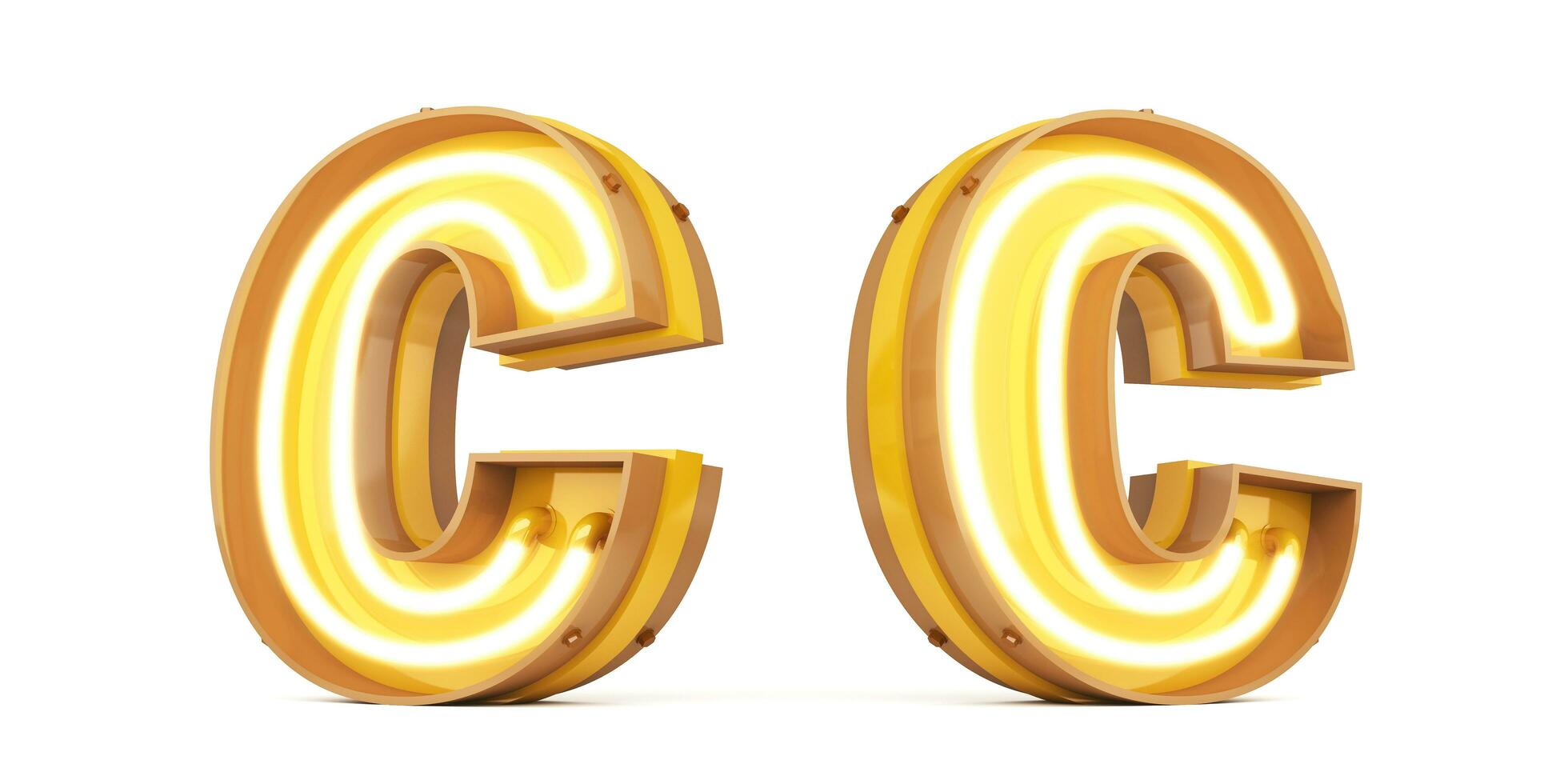 3d alphabet with neon light, 3drendering photo
