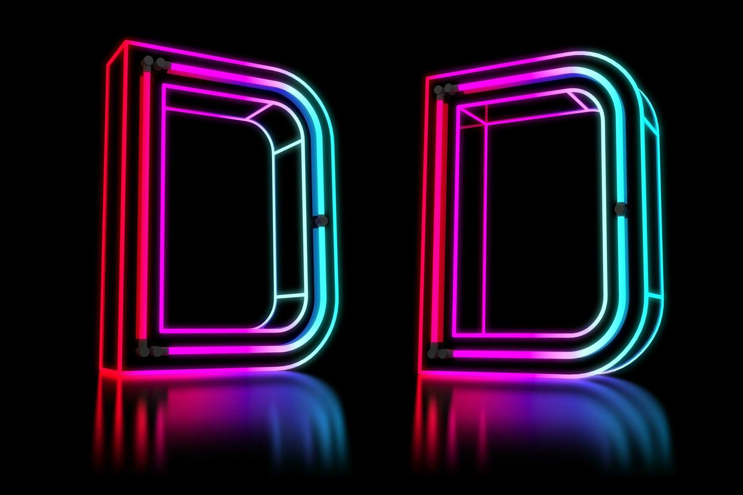 Glowing Colorful Neon Alphabet. 3d rendering illustration photo