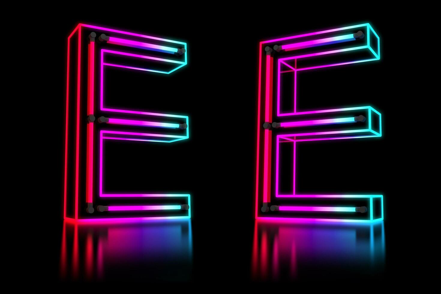 Glowing Colorful Neon Alphabet. 3d rendering illustration photo