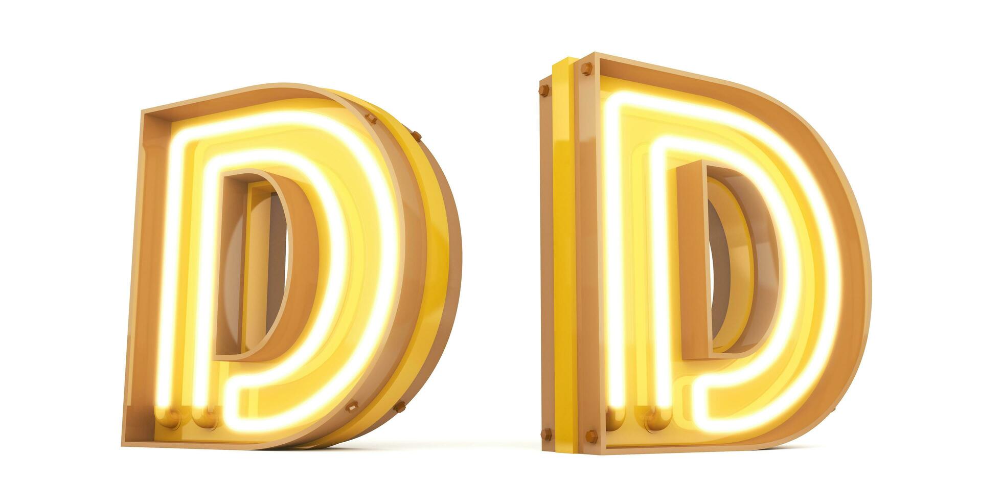 3d alphabet with neon light, 3drendering photo