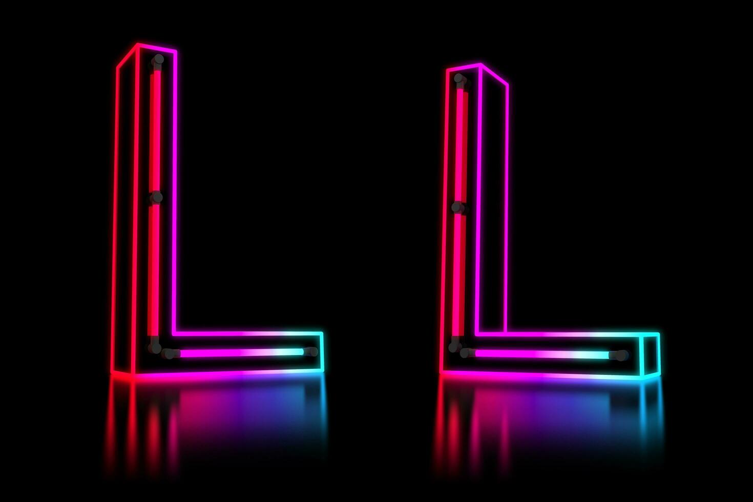 Glowing Colorful Neon Alphabet. 3d rendering illustration photo