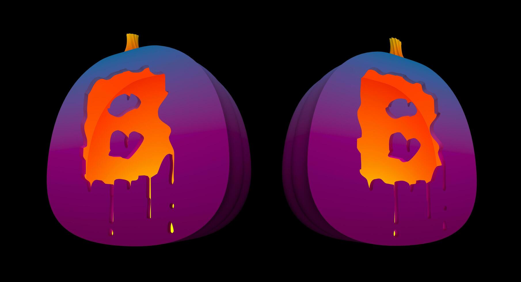 Halloween Pumpkins carved Alphabet glowing inside with clipping paths. photo
